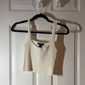 Forever 21 Ribbed Cream Crop Top